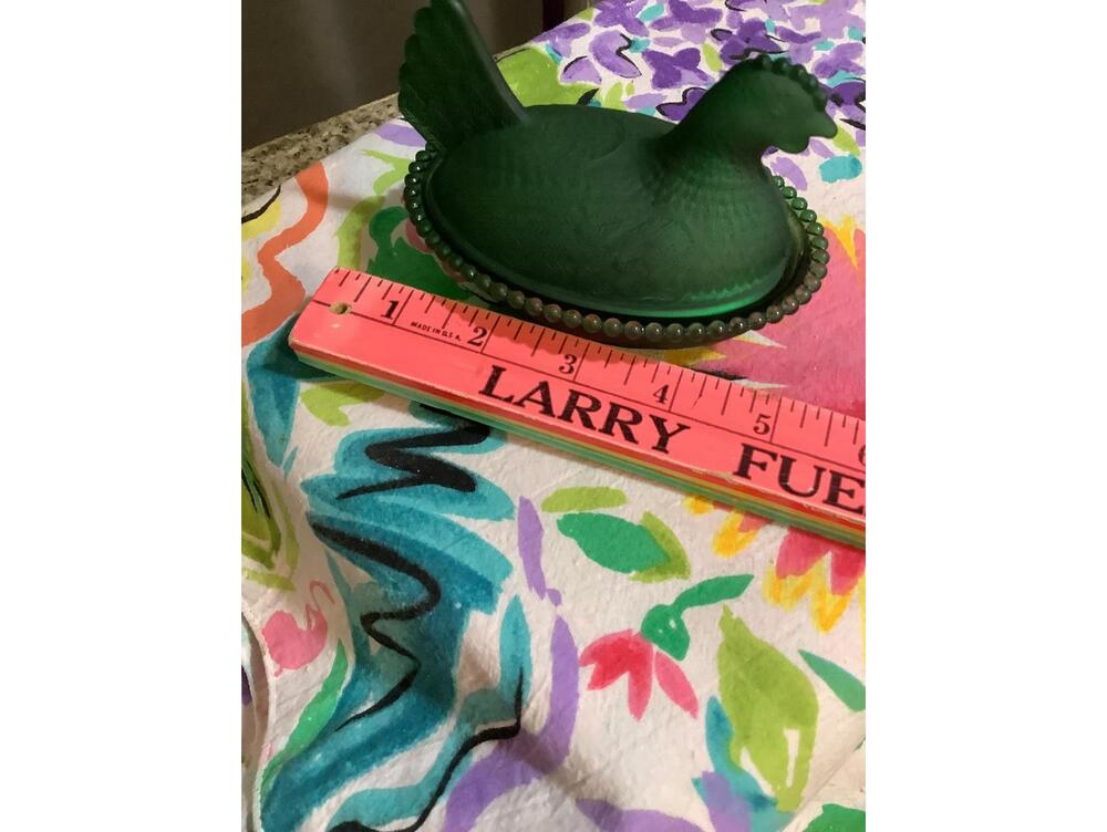 Vintage Green Glass Hen on Nest Candy Dish